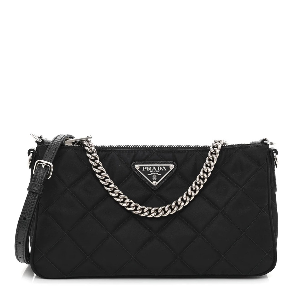 Prada Black Tessuto Quilted Nylon Convertible Crossbody Shoulder Bag - Picture 1 of 8